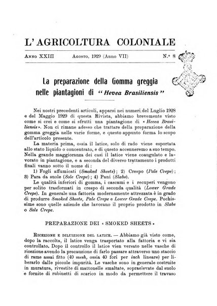 L'agricoltura coloniale organo dell'Istituto agricolo coloniale italiano e dell'Ufficio agrario sperimentale dell'Eritrea