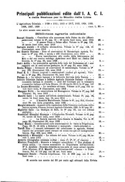 L'agricoltura coloniale organo dell'Istituto agricolo coloniale italiano e dell'Ufficio agrario sperimentale dell'Eritrea