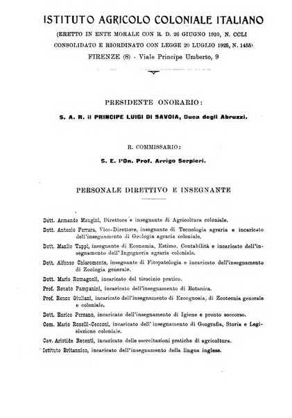 L'agricoltura coloniale organo dell'Istituto agricolo coloniale italiano e dell'Ufficio agrario sperimentale dell'Eritrea