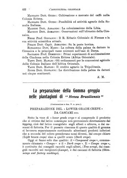 L'agricoltura coloniale organo dell'Istituto agricolo coloniale italiano e dell'Ufficio agrario sperimentale dell'Eritrea