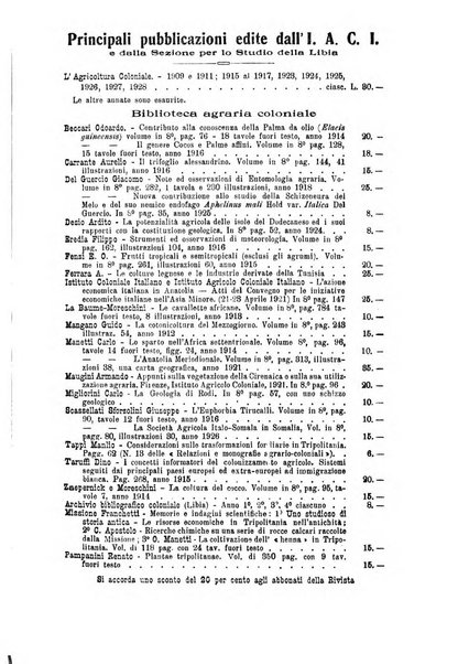 L'agricoltura coloniale organo dell'Istituto agricolo coloniale italiano e dell'Ufficio agrario sperimentale dell'Eritrea