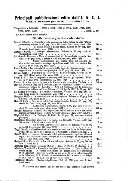 L'agricoltura coloniale organo dell'Istituto agricolo coloniale italiano e dell'Ufficio agrario sperimentale dell'Eritrea