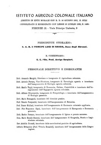 L'agricoltura coloniale organo dell'Istituto agricolo coloniale italiano e dell'Ufficio agrario sperimentale dell'Eritrea