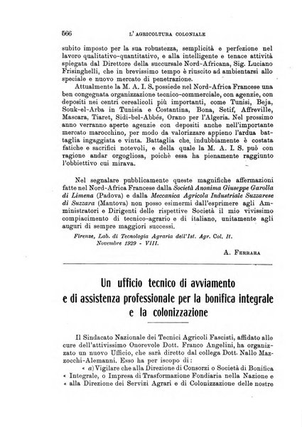 L'agricoltura coloniale organo dell'Istituto agricolo coloniale italiano e dell'Ufficio agrario sperimentale dell'Eritrea