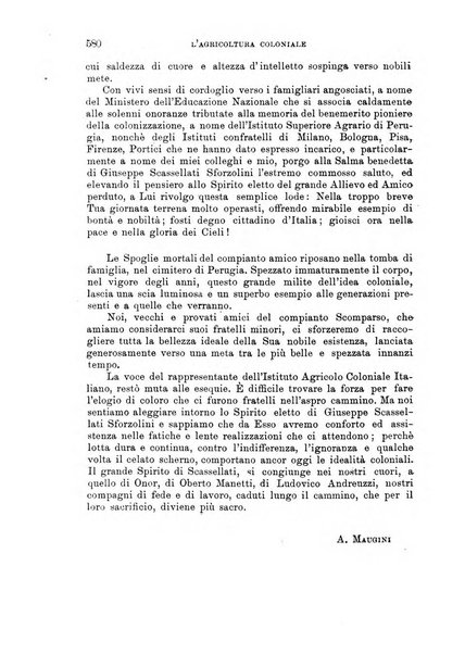 L'agricoltura coloniale organo dell'Istituto agricolo coloniale italiano e dell'Ufficio agrario sperimentale dell'Eritrea