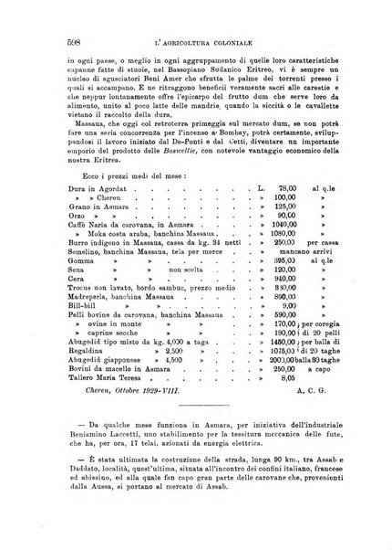 L'agricoltura coloniale organo dell'Istituto agricolo coloniale italiano e dell'Ufficio agrario sperimentale dell'Eritrea