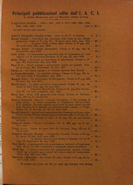 L'agricoltura coloniale organo dell'Istituto agricolo coloniale italiano e dell'Ufficio agrario sperimentale dell'Eritrea