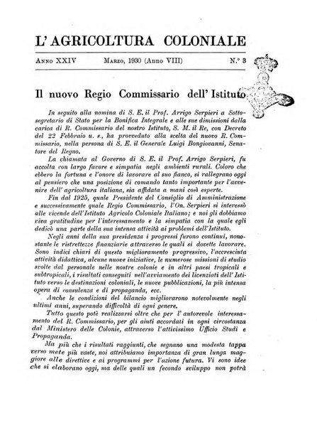 L'agricoltura coloniale organo dell'Istituto agricolo coloniale italiano e dell'Ufficio agrario sperimentale dell'Eritrea