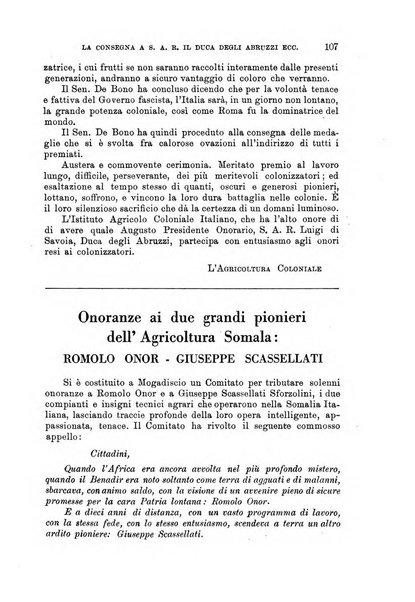 L'agricoltura coloniale organo dell'Istituto agricolo coloniale italiano e dell'Ufficio agrario sperimentale dell'Eritrea