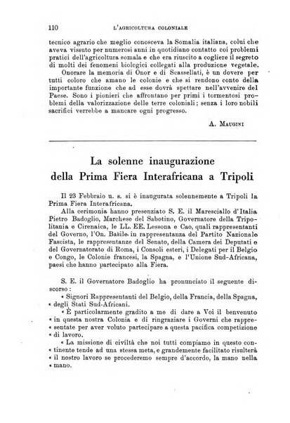 L'agricoltura coloniale organo dell'Istituto agricolo coloniale italiano e dell'Ufficio agrario sperimentale dell'Eritrea