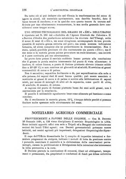 L'agricoltura coloniale organo dell'Istituto agricolo coloniale italiano e dell'Ufficio agrario sperimentale dell'Eritrea