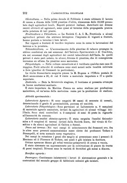 L'agricoltura coloniale organo dell'Istituto agricolo coloniale italiano e dell'Ufficio agrario sperimentale dell'Eritrea