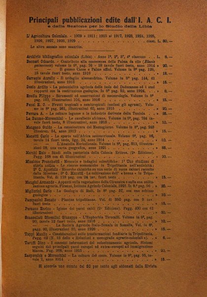 L'agricoltura coloniale organo dell'Istituto agricolo coloniale italiano e dell'Ufficio agrario sperimentale dell'Eritrea