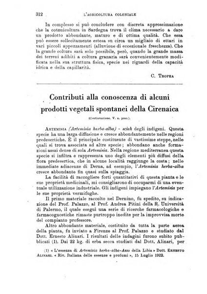 L'agricoltura coloniale organo dell'Istituto agricolo coloniale italiano e dell'Ufficio agrario sperimentale dell'Eritrea