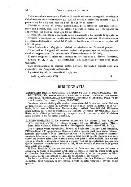 L'agricoltura coloniale organo dell'Istituto agricolo coloniale italiano e dell'Ufficio agrario sperimentale dell'Eritrea