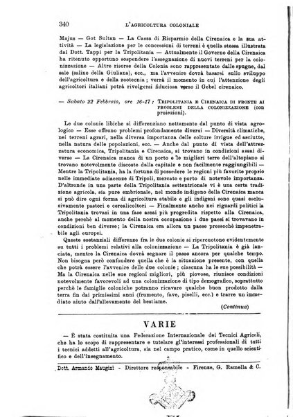 L'agricoltura coloniale organo dell'Istituto agricolo coloniale italiano e dell'Ufficio agrario sperimentale dell'Eritrea