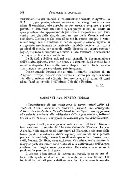 L'agricoltura coloniale organo dell'Istituto agricolo coloniale italiano e dell'Ufficio agrario sperimentale dell'Eritrea