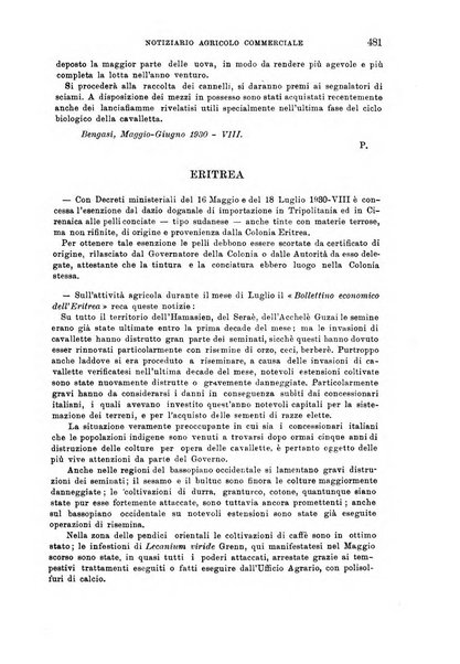 L'agricoltura coloniale organo dell'Istituto agricolo coloniale italiano e dell'Ufficio agrario sperimentale dell'Eritrea