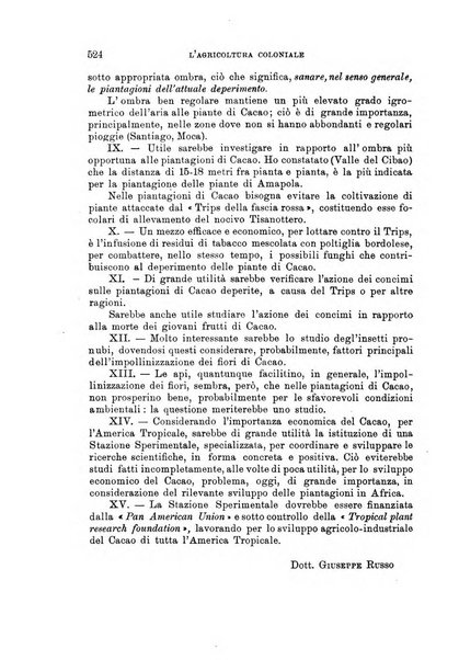 L'agricoltura coloniale organo dell'Istituto agricolo coloniale italiano e dell'Ufficio agrario sperimentale dell'Eritrea