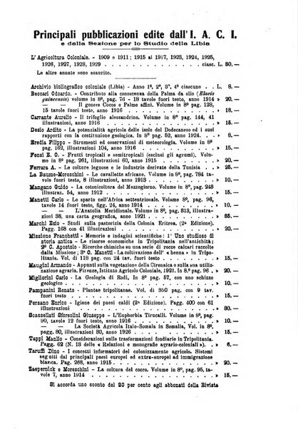 L'agricoltura coloniale organo dell'Istituto agricolo coloniale italiano e dell'Ufficio agrario sperimentale dell'Eritrea