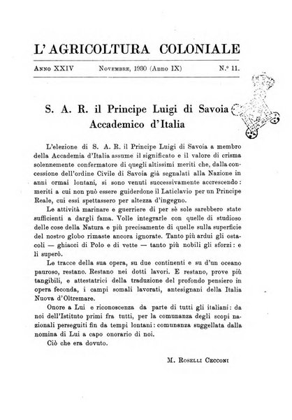 L'agricoltura coloniale organo dell'Istituto agricolo coloniale italiano e dell'Ufficio agrario sperimentale dell'Eritrea