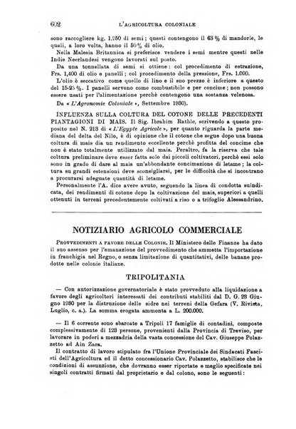 L'agricoltura coloniale organo dell'Istituto agricolo coloniale italiano e dell'Ufficio agrario sperimentale dell'Eritrea