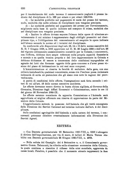 L'agricoltura coloniale organo dell'Istituto agricolo coloniale italiano e dell'Ufficio agrario sperimentale dell'Eritrea