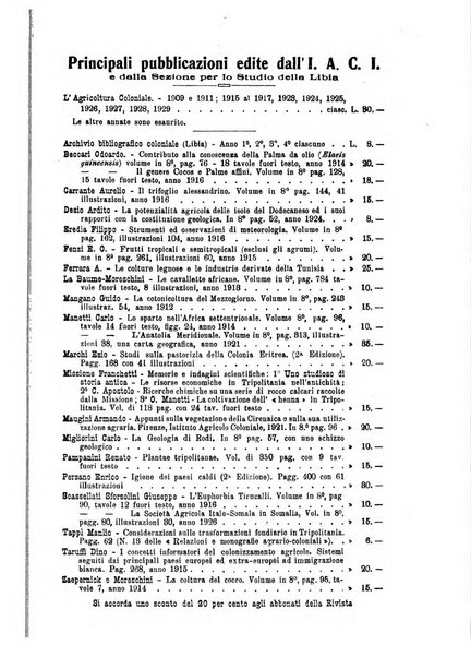 L'agricoltura coloniale organo dell'Istituto agricolo coloniale italiano e dell'Ufficio agrario sperimentale dell'Eritrea