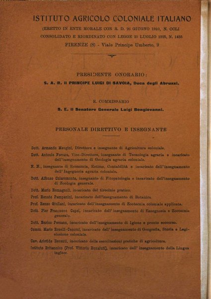 L'agricoltura coloniale organo dell'Istituto agricolo coloniale italiano e dell'Ufficio agrario sperimentale dell'Eritrea