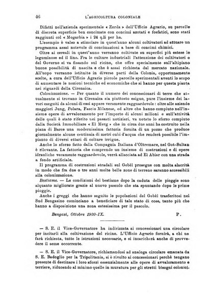 L'agricoltura coloniale organo dell'Istituto agricolo coloniale italiano e dell'Ufficio agrario sperimentale dell'Eritrea