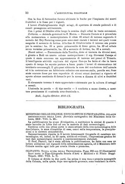 L'agricoltura coloniale organo dell'Istituto agricolo coloniale italiano e dell'Ufficio agrario sperimentale dell'Eritrea