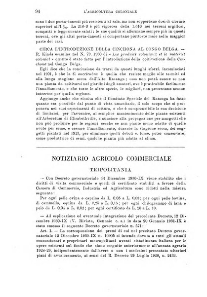 L'agricoltura coloniale organo dell'Istituto agricolo coloniale italiano e dell'Ufficio agrario sperimentale dell'Eritrea