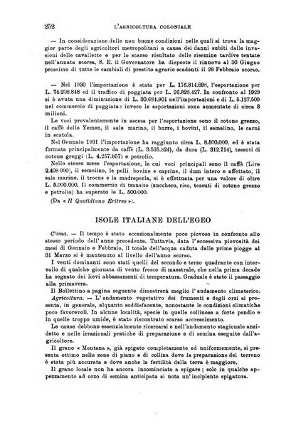 L'agricoltura coloniale organo dell'Istituto agricolo coloniale italiano e dell'Ufficio agrario sperimentale dell'Eritrea