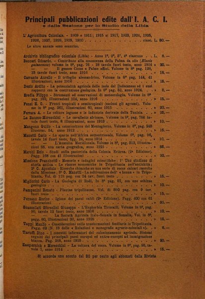 L'agricoltura coloniale organo dell'Istituto agricolo coloniale italiano e dell'Ufficio agrario sperimentale dell'Eritrea