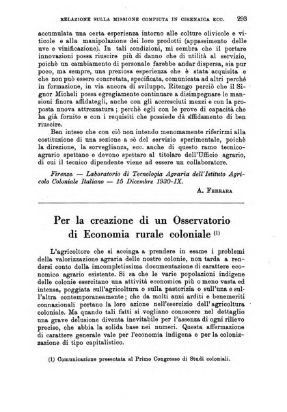 L'agricoltura coloniale organo dell'Istituto agricolo coloniale italiano e dell'Ufficio agrario sperimentale dell'Eritrea