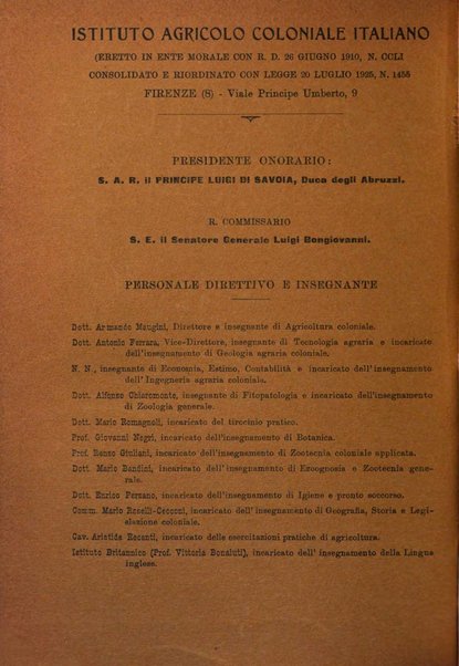 L'agricoltura coloniale organo dell'Istituto agricolo coloniale italiano e dell'Ufficio agrario sperimentale dell'Eritrea