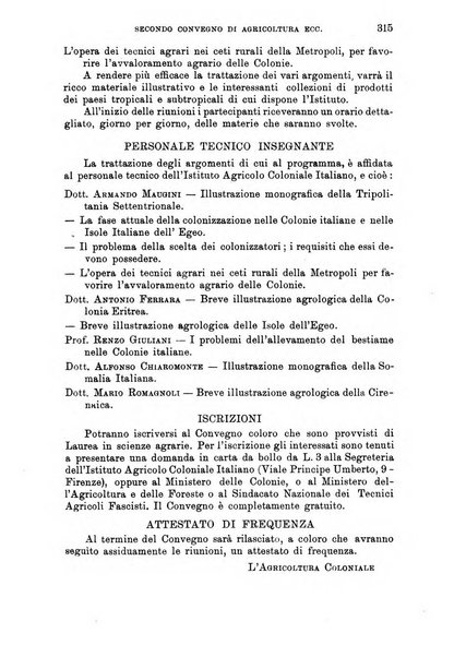 L'agricoltura coloniale organo dell'Istituto agricolo coloniale italiano e dell'Ufficio agrario sperimentale dell'Eritrea