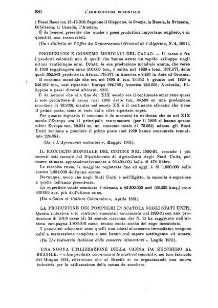 L'agricoltura coloniale organo dell'Istituto agricolo coloniale italiano e dell'Ufficio agrario sperimentale dell'Eritrea