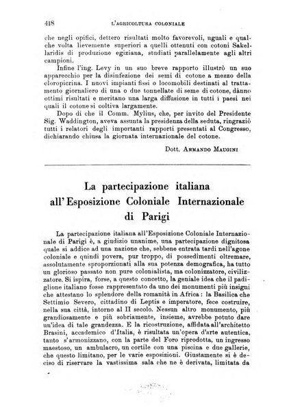 L'agricoltura coloniale organo dell'Istituto agricolo coloniale italiano e dell'Ufficio agrario sperimentale dell'Eritrea