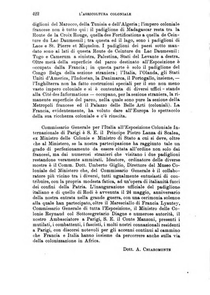 L'agricoltura coloniale organo dell'Istituto agricolo coloniale italiano e dell'Ufficio agrario sperimentale dell'Eritrea