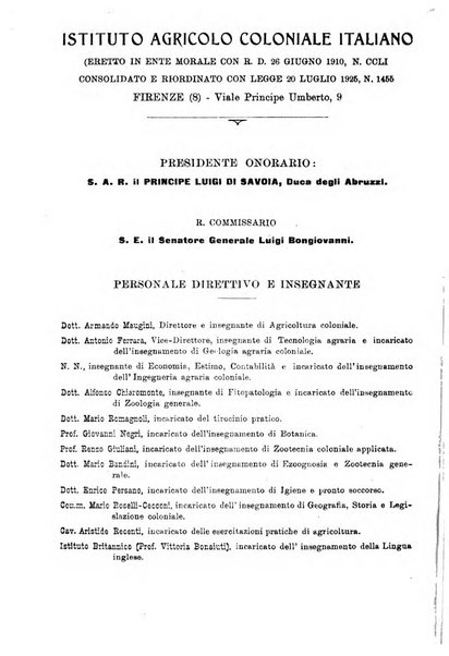 L'agricoltura coloniale organo dell'Istituto agricolo coloniale italiano e dell'Ufficio agrario sperimentale dell'Eritrea