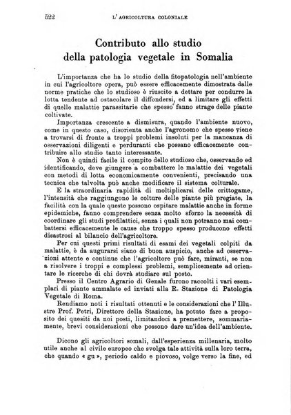 L'agricoltura coloniale organo dell'Istituto agricolo coloniale italiano e dell'Ufficio agrario sperimentale dell'Eritrea