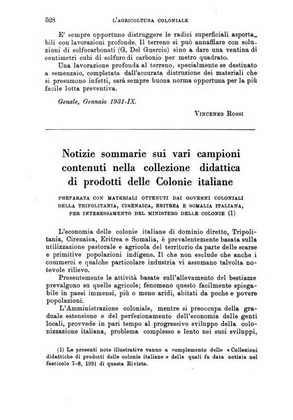 L'agricoltura coloniale organo dell'Istituto agricolo coloniale italiano e dell'Ufficio agrario sperimentale dell'Eritrea