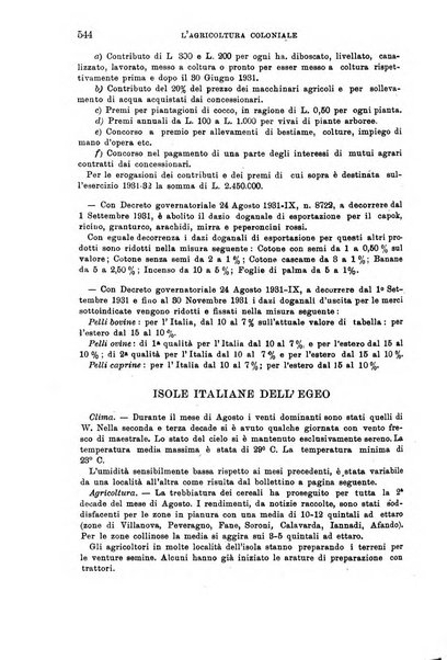 L'agricoltura coloniale organo dell'Istituto agricolo coloniale italiano e dell'Ufficio agrario sperimentale dell'Eritrea