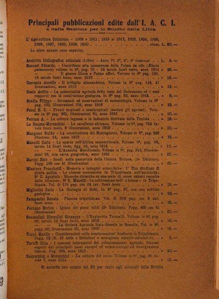 L'agricoltura coloniale organo dell'Istituto agricolo coloniale italiano e dell'Ufficio agrario sperimentale dell'Eritrea