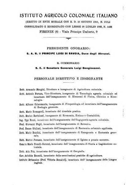 L'agricoltura coloniale organo dell'Istituto agricolo coloniale italiano e dell'Ufficio agrario sperimentale dell'Eritrea