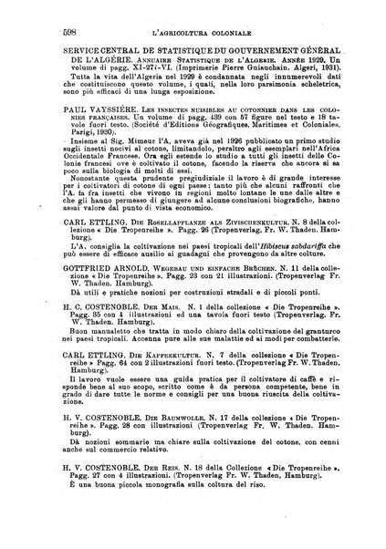 L'agricoltura coloniale organo dell'Istituto agricolo coloniale italiano e dell'Ufficio agrario sperimentale dell'Eritrea