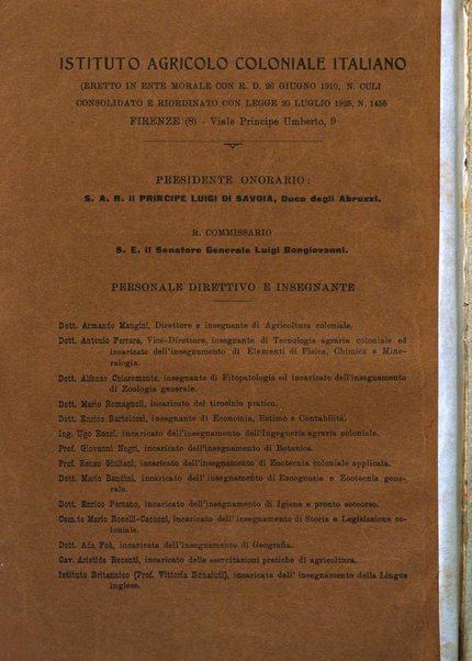 L'agricoltura coloniale organo dell'Istituto agricolo coloniale italiano e dell'Ufficio agrario sperimentale dell'Eritrea