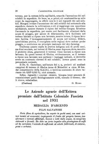 L'agricoltura coloniale organo dell'Istituto agricolo coloniale italiano e dell'Ufficio agrario sperimentale dell'Eritrea