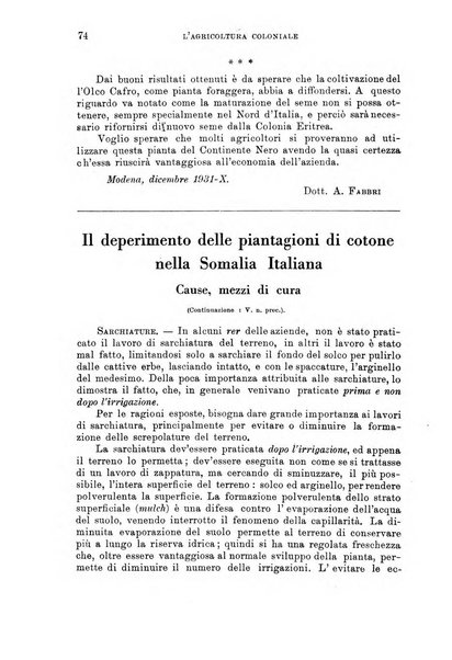 L'agricoltura coloniale organo dell'Istituto agricolo coloniale italiano e dell'Ufficio agrario sperimentale dell'Eritrea